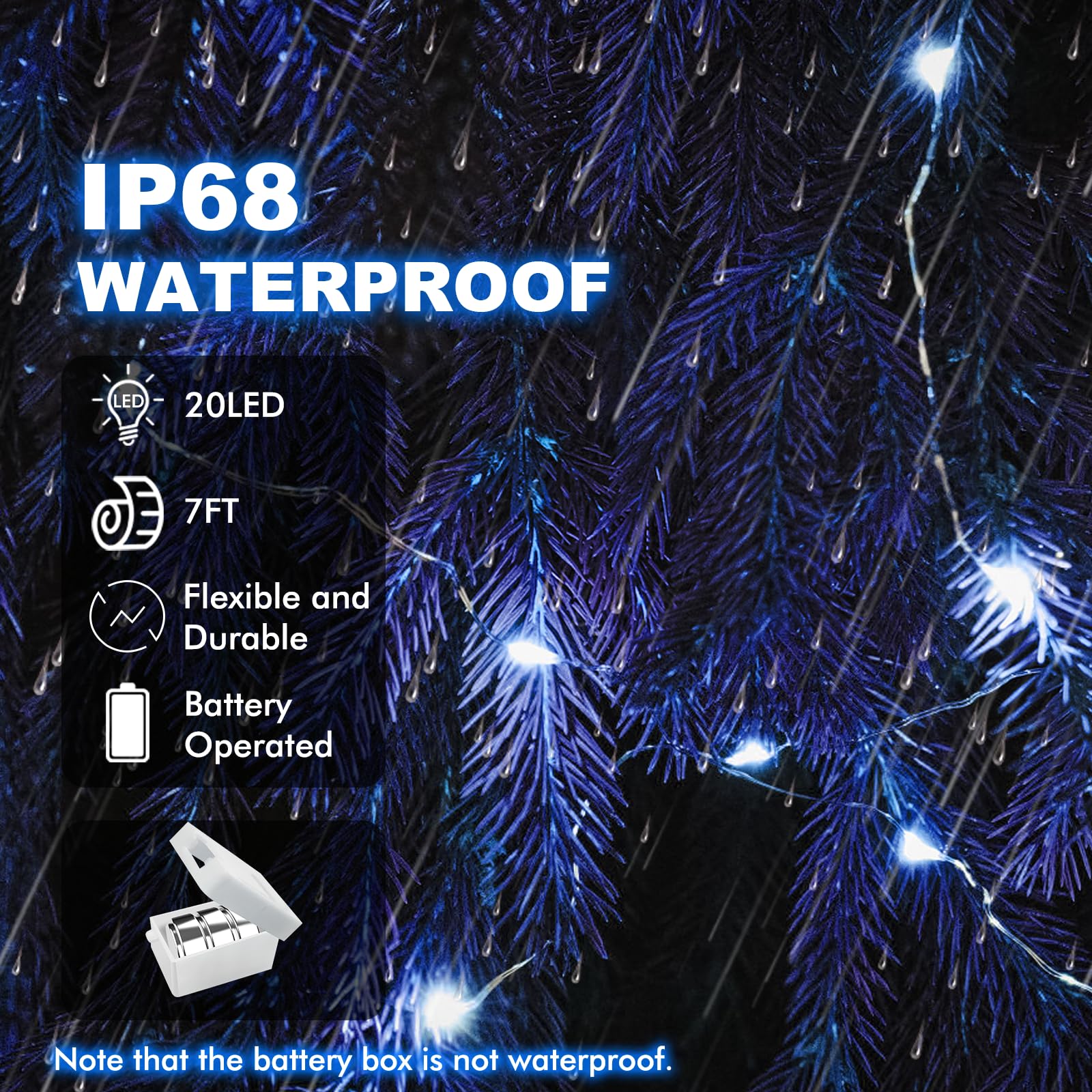 30 Pack Fairy Lights Battery Operated - 3 Speed Modes, 7Ft 20 LED String Twinkle Lights, Waterproof Copper Wire, Mini Firefly Light for Mason Jars Vases Christmas Decor, Multi-Colored