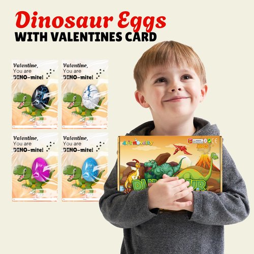 4E's Novelty 30 Pack Dinosaur Hatching Egg Birthday Gifts for Kid Boy Girl, Dinosaur Party Favor Gifts for Kids Dino Toys Easter Egg Hunt Party Favor Bag Fillers