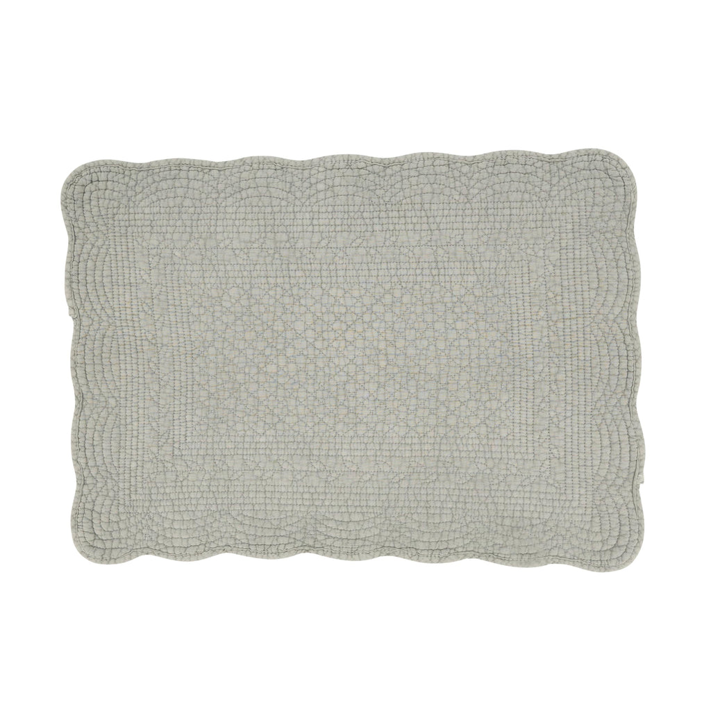 Saro Lifestyle 100% Cotton Scalloped Quilted Placemat (Set of 4), 14"x20", Blue-Grey