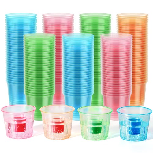 JOLLY CHEF 500 Disposable Bomber Cups, Color Plastic Bomber Shot Glasses,Highly Durable and Reusable Shot Cups Perfect for Wedding, Thanksgiving, Halloween, Christmas Party