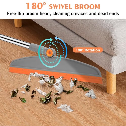 Multifunction Magic Broom, 54 Inch Adjustable Long Handle Silicone Floor Squeegee Broom, Sweep and Scrape 2 In 1 Household Cleaning Brooms for Floor, Bathrooms, Kitchens, Showers, Tile, Pet Hair,Glass