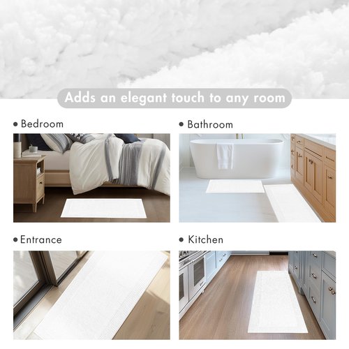 Madison Park Splendor Reversible 100% Cotton Tufted Bathroom Rug-3000 GSM Hotel Quality Luxurious Plush Medium Pile Bath Mat Absorbent, Quick Dry, Shower Room Décor, 24x36 White