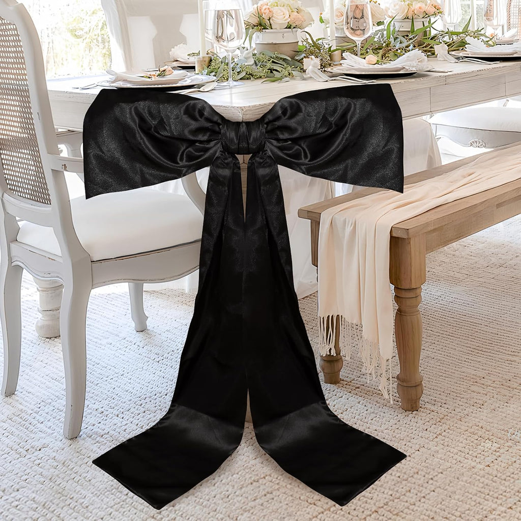 Phoaxul Large Black Bow - Satin Fabric Birthday Decorations | Perfect for Girls' Room & Parties, 24 x 36 in