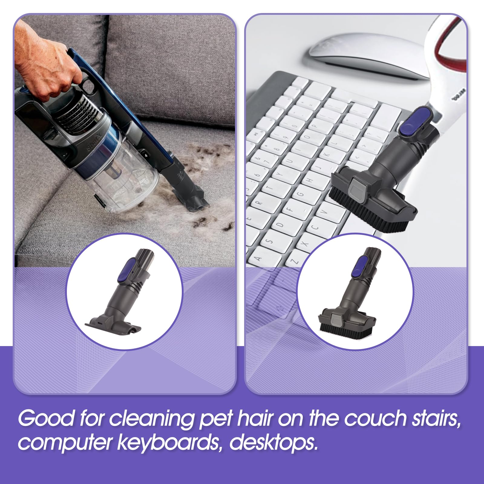 Vacuum Crevice Tool Brush Replacement Parts Compatible with Shark Pet Cordless Stick IX141 IZ162H IZ163H IZ362H IZ562H IZ140 IZ142 UZ145 Removable two-in-one Tool Brush Attachments for D-Shaped Vacuum