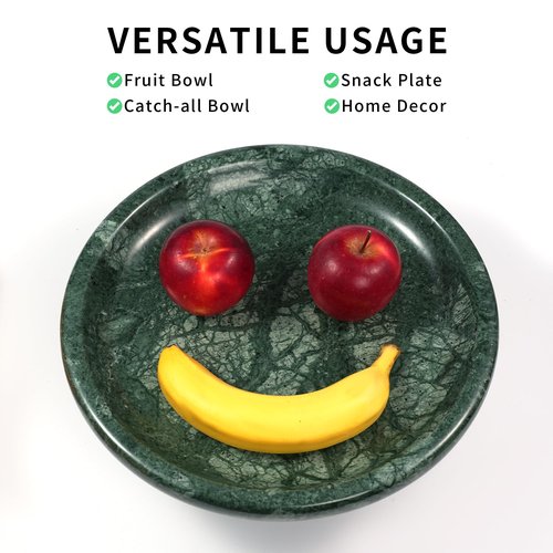 LWALMS Marble Fruit Bowl for Kitchen - 9.9" Green Decorative Stone Pedestal Bowls for Home Decor, Footed Fruits Holder For Dining Table Counter Organization