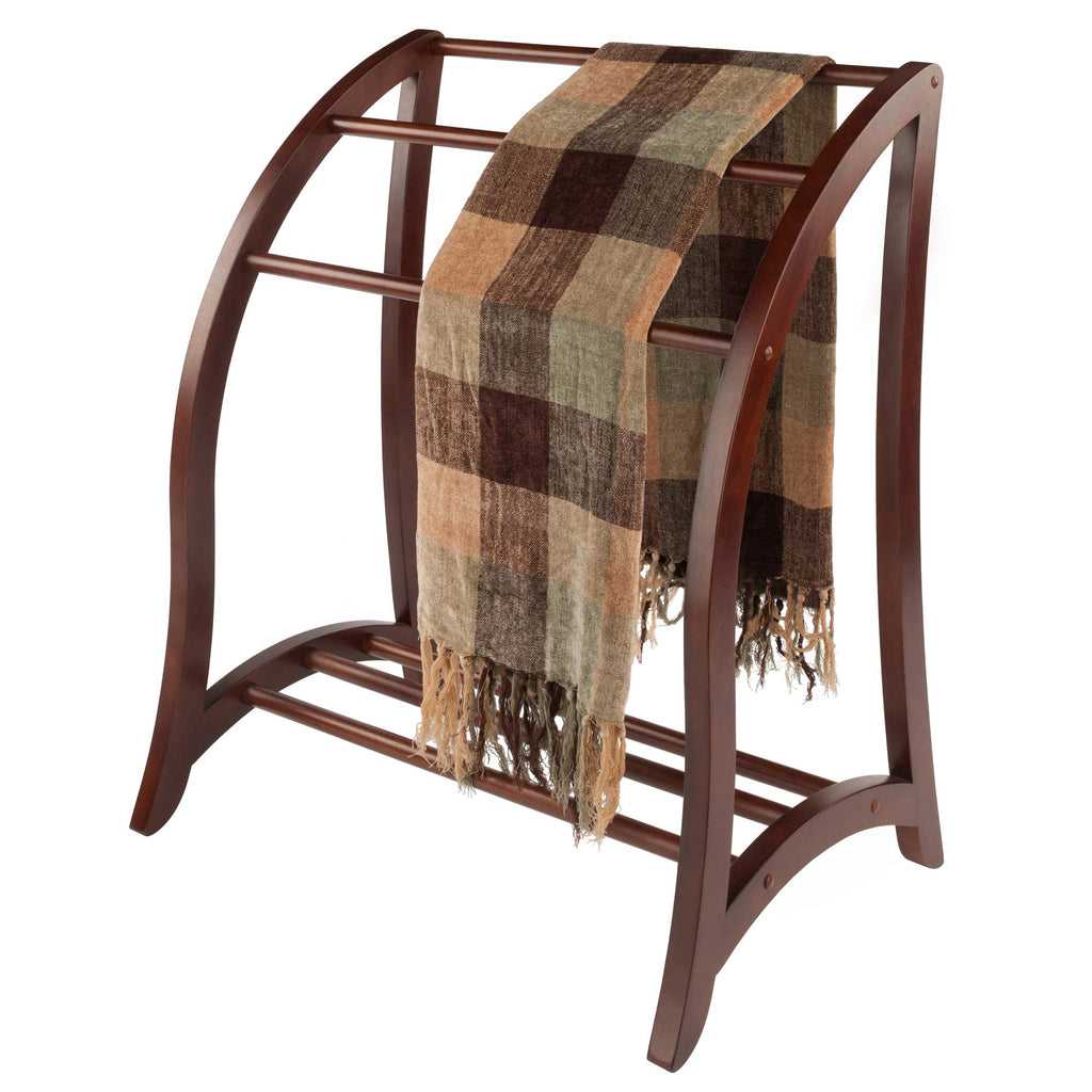 Winsome Wood Quilt Rack With 3 Rungs, Antique Walnut (94036)