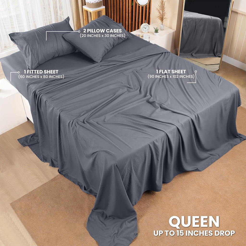 Utopia Bedding Queen Bed Sheets Set - Soft Brushed Microfiber | Fade Resistant & Easy Care (Grey)