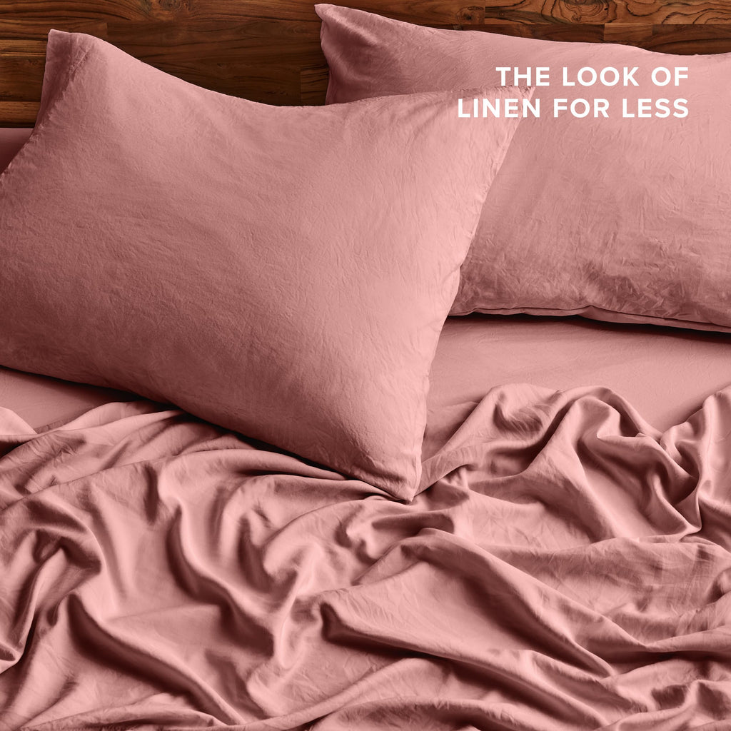 Bare Home Full Sheet Set - Luxury 1800 Ultra-Soft Stonewashed Microfiber - Brushed - Deep Pockets - Easy Fit - Breathable Bedding - Sheet Sets & Pillowcases (Full, Stonewashed Dusty Rose)