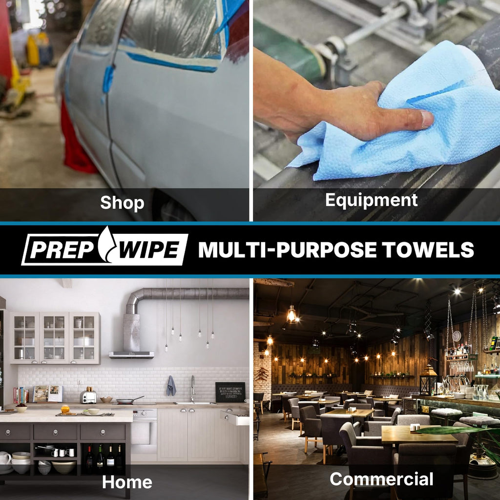 Lauco Prep Wipe Lint-Free Towels – Heavy Duty Nonwoven Cleaning Cloths for Automotive, Industrial & Household Use, Disposable Shop Rags, 300 Pack, 9 x 17 Inch Blue