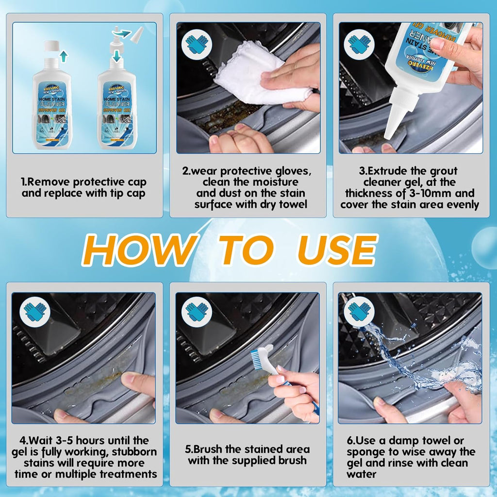 Skiennix Mold Stain Remover Gel - Effective Washing Machine Cleaner for Rubber Seals & Grout (5 Fl Oz)