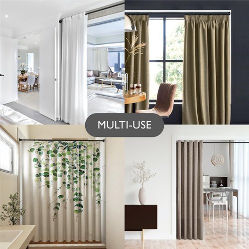 Design House Adjustable Shower Rod, 42-Inch to 72-Inch, Design House Heavy Duty Shower Curtain Rod, Expandable, Non-Slip, Matte Black, 582775
