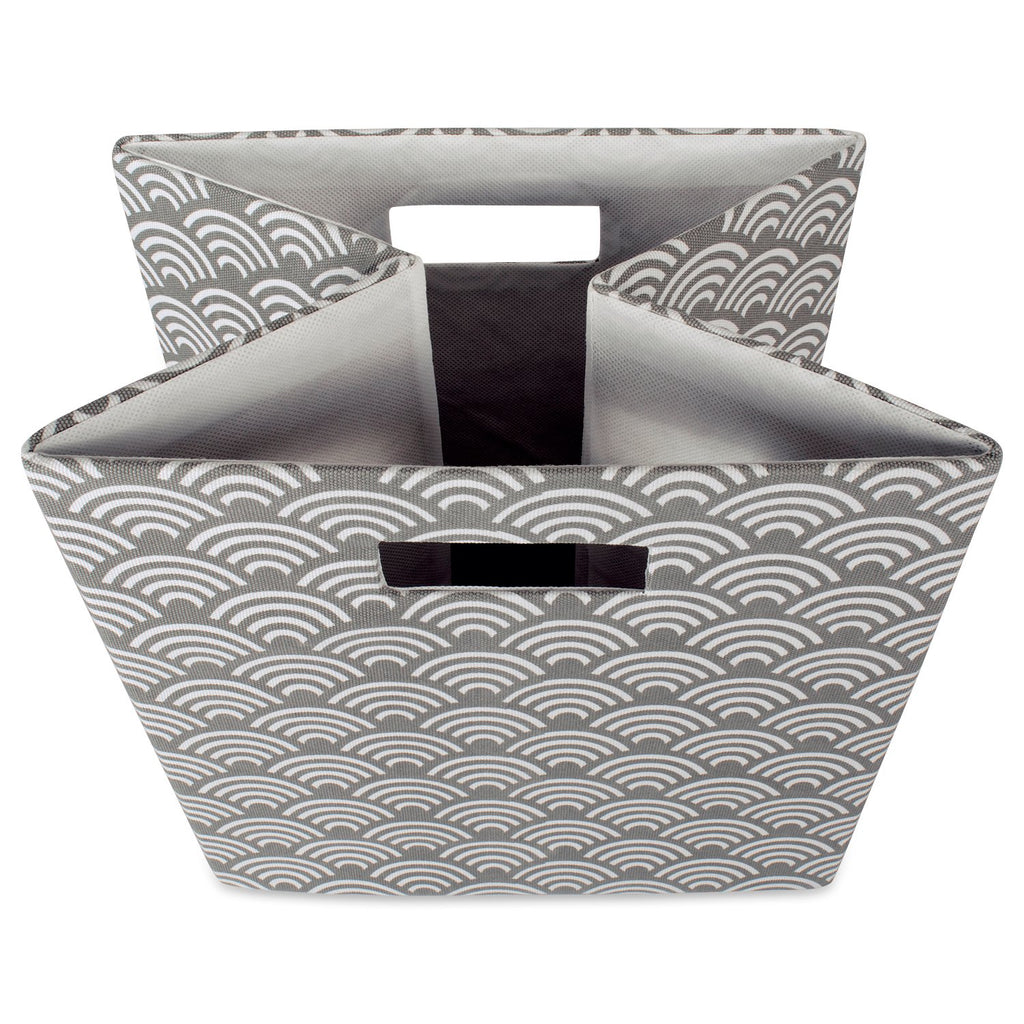 DII Collapsible Hard Sided Bin, Waves, Gray, Large