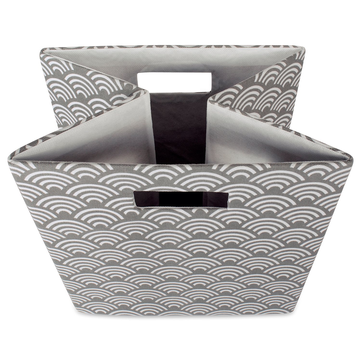 DII Collapsible Hard Sided Bin, Waves, Gray, Large