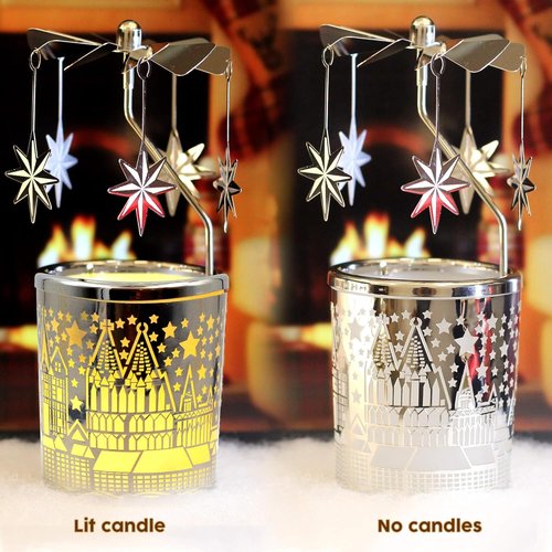iLajao Candle Carousel - Spinning Metal Tealight Holder for Christmas & Valentine’s Day Decor | Moravian Star Design