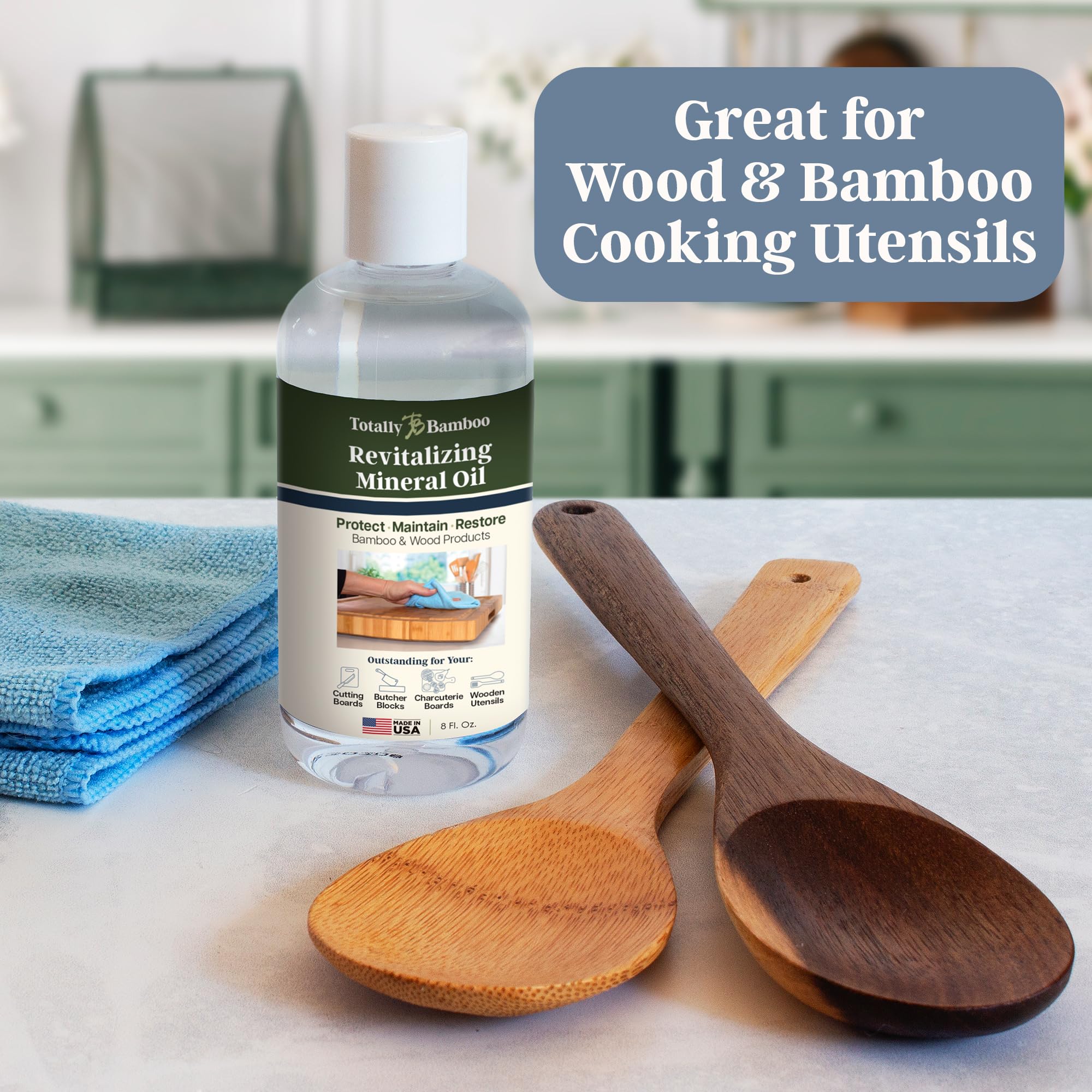 Totally Bamboo Cutting Board Oil – Food Grade Mineral Oil for Wood & Bamboo Butcher Blocks, Utensils & Countertops, Food Safe, 8 Ounces