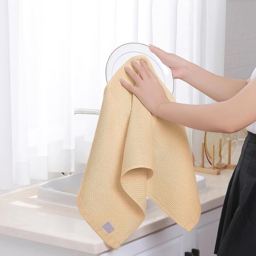 Homaxy Kitchen Dish Towels - Ultra Soft 100% Cotton Waffle Weave, Quick Drying, 13 x 28 Inches, 6-Pack, Apricot
