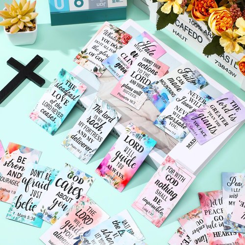 Blosssound 50 Pcs Inspirational Christian Magnets with Bible Verses Religious Refrigerator Magnet Motivational Quotes Fridge Scripture Positive Gifts for Home Office School Locker Decor(Floral)