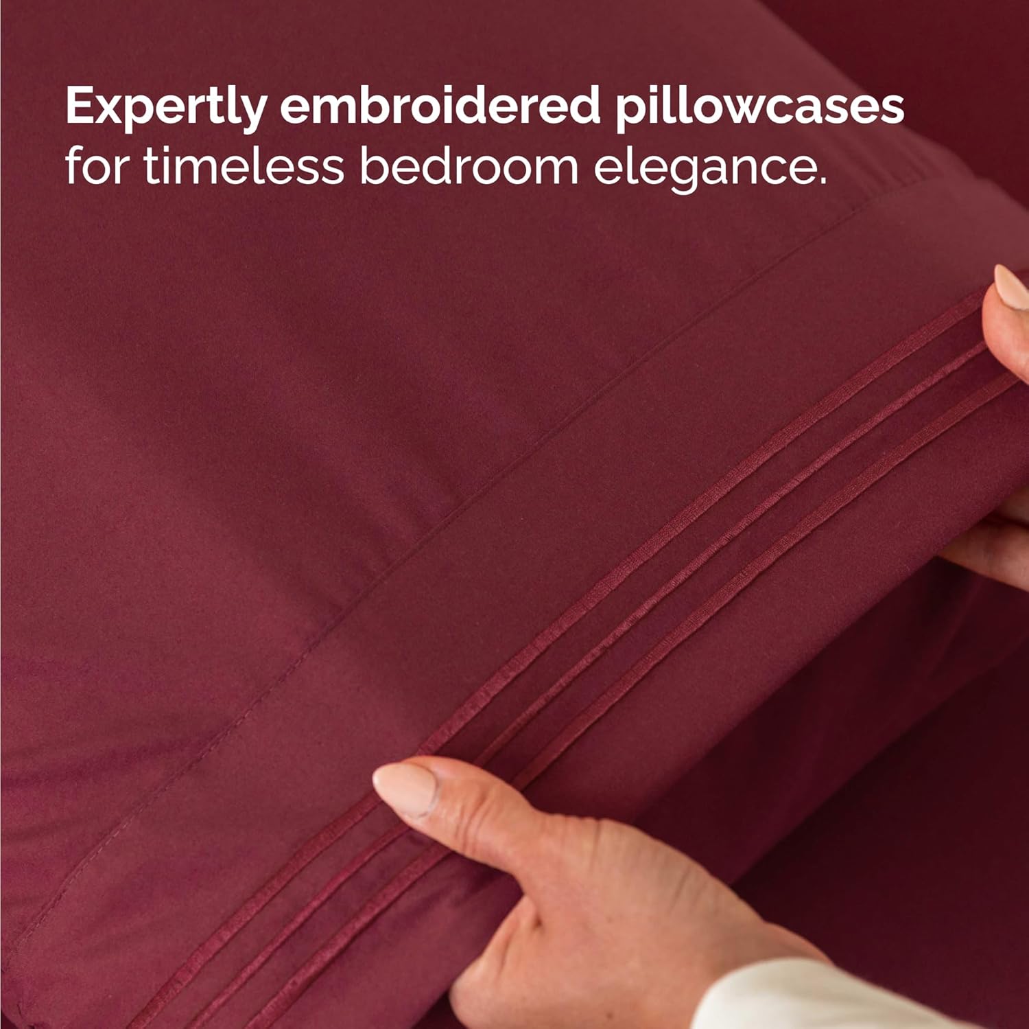 Regine Switzerland Twin Size 3-Piece Sheet Set - Comfy Cooling Bedding - Ultra-Soft, Deep Pockets, Wrinkle-Free - Burgundy