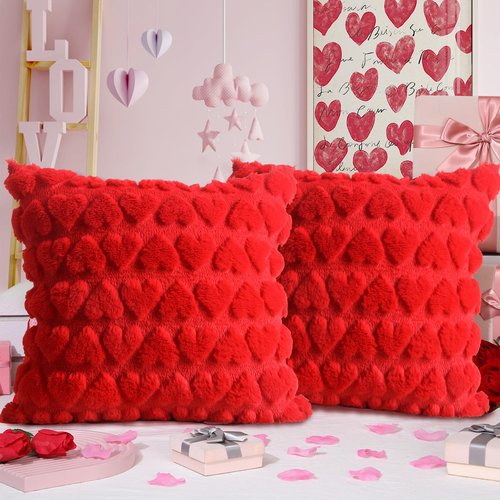 Eliluoni Mother's Day Throw Pillow Covers, Set of 2 Mother's Day Throw Pillow Covers,18x18 Inch Luxury Soft Heart Decorative Pillowcase Cushion Cover Wedding Home Decor for Sofa Living Room Couch Bed