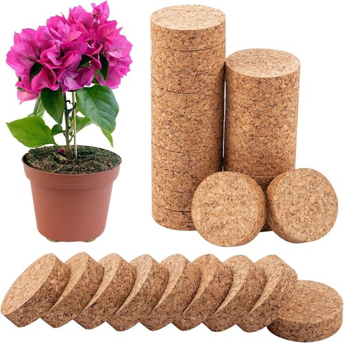 Biubee 60Pcs Invisible Pot Feet - Non-Slip Cork Plant Risers for Outdoor Planter Drainage | 2" Diameter