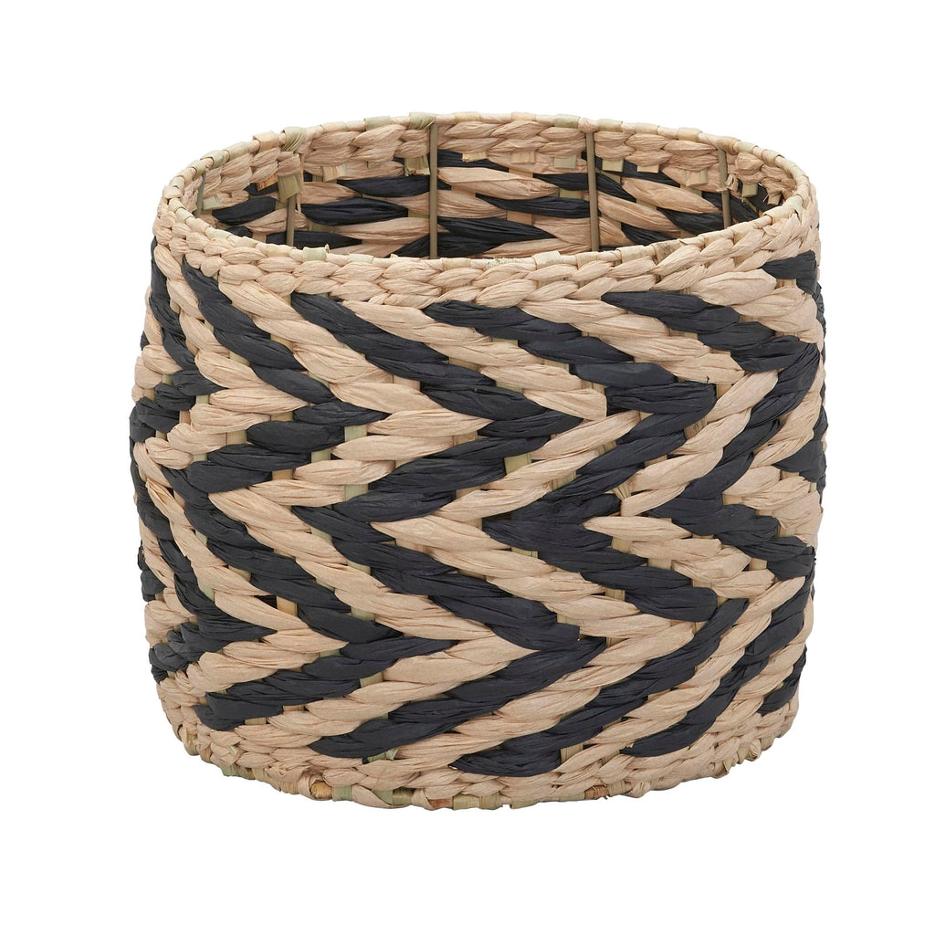 Household Essentials Cattail and Paper Zee Basket, Natural and Black