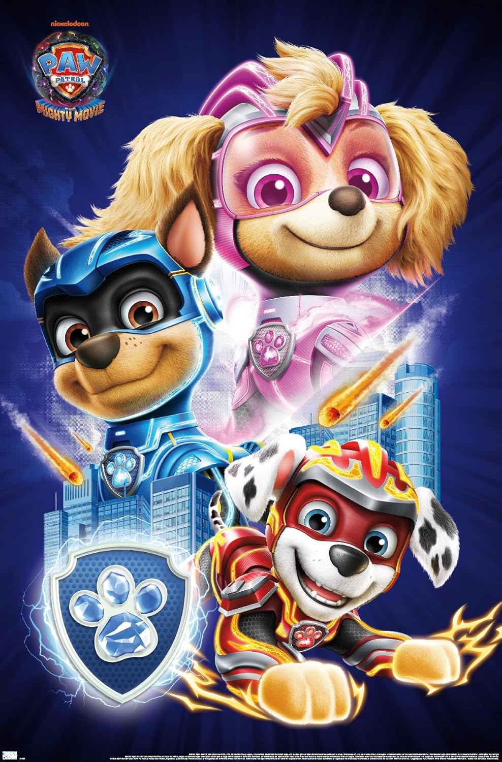 Nickelodeon Paw Patrol Wall Poster - Mighty Movie Design, Unframed, 34" L x 22.4" W