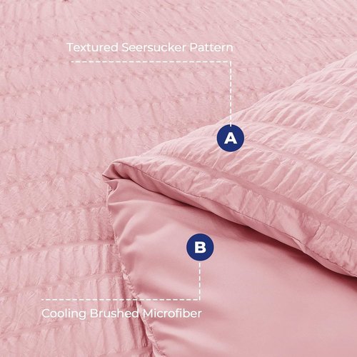 HYMOKEGE Pink Queen Comforter Set - 7-Piece All-Season Luxury Bedding in a Bag with Sheets & Pillowcases