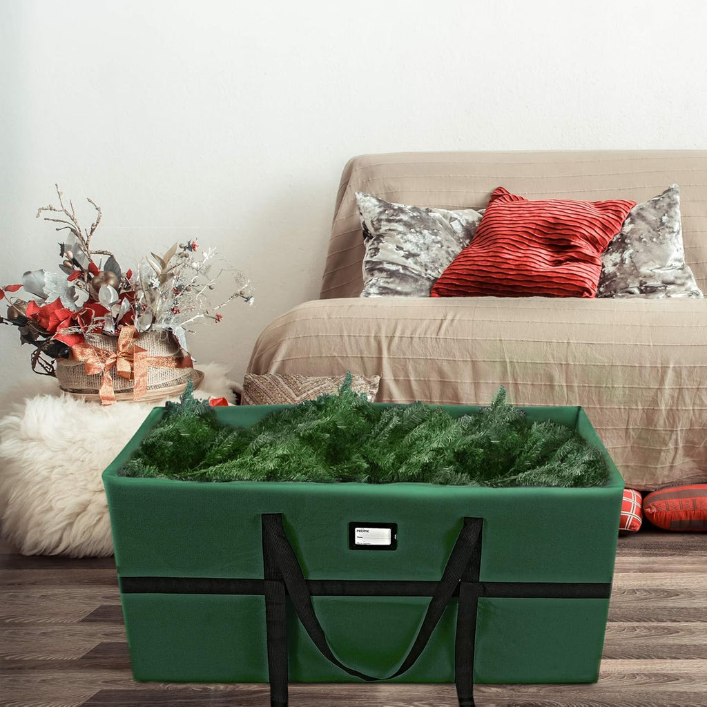 ProPik Christmas Tree Storage Bag - Heavy Duty Container for 9 Ft Disassembled Trees | 24" Height X 24" Width X 60" Length, Green