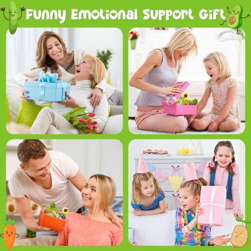 YUELE Mini Crochet Gift Set, Emotional Support Dolls, 9PCS Cute Funny Handmade Vegetables and Plants with approving Card, Encouragement Birthday Gift for Friends Room Decor