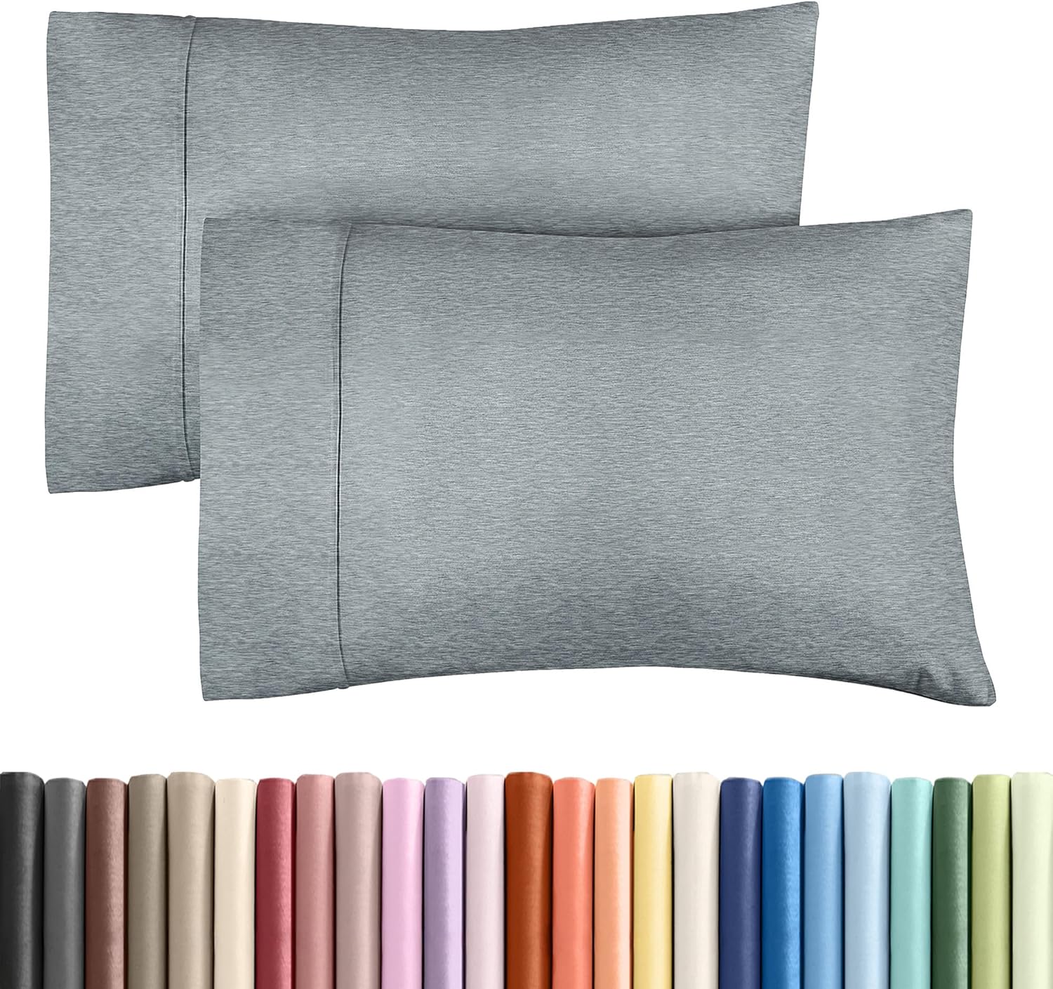 Skiennix Queen Pillow Cases Set of 2 | Ultra Soft Hotel Quality, Wrinkle-Free & Fade Resistant - Heathered Blue