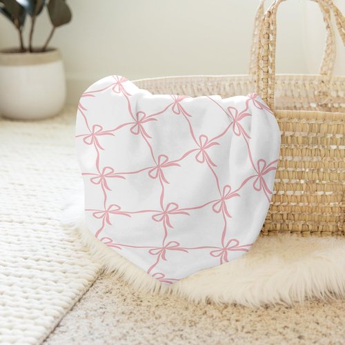 Sweet Jojo Designs Baby Swaddle Blanket (Pink Bows) for Girls, Infant/Newborn Stretchy Lightweight Jersey 47in. - Receiving Security Stroller Blankets (Bow Ballerina Ballet Dancer Princess Collection)