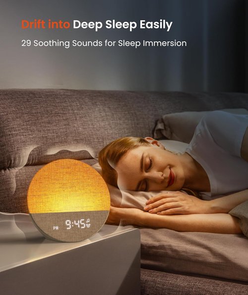 Dreamegg Sunrise 1 - Customizable Sunrise Alarm Clock & Sound Machine | 29 Soothing Sounds & Dimmable Night Light