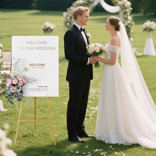 Gold Easel Stand - Heavy Duty 4-Tier Adjustable Art Easel for Painting & Wedding Signs | 1pc