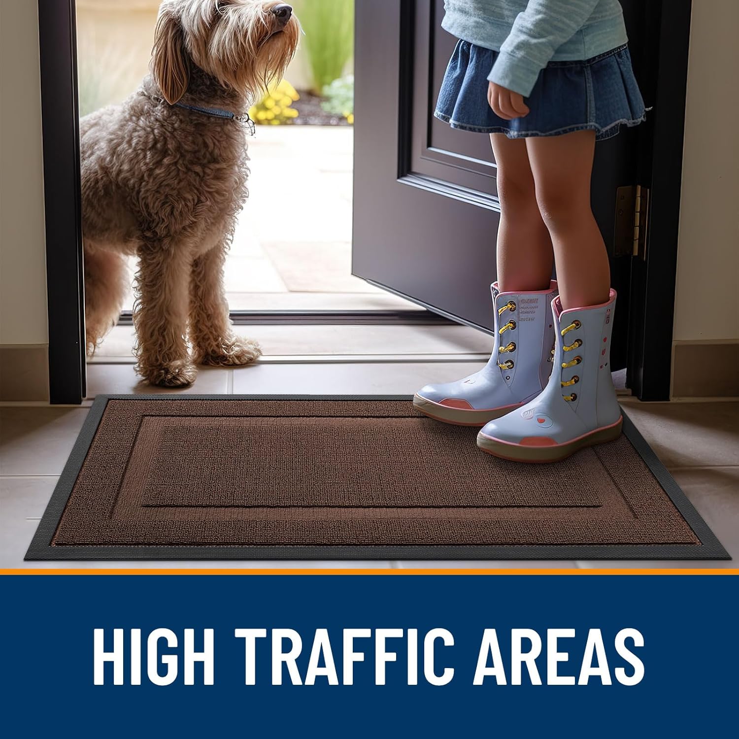 OLANLY Waterproof Front Door Mat - All-Season Indoor/Outdoor Doormat, Easy Clean, 29.5x17, Chocolate Brown