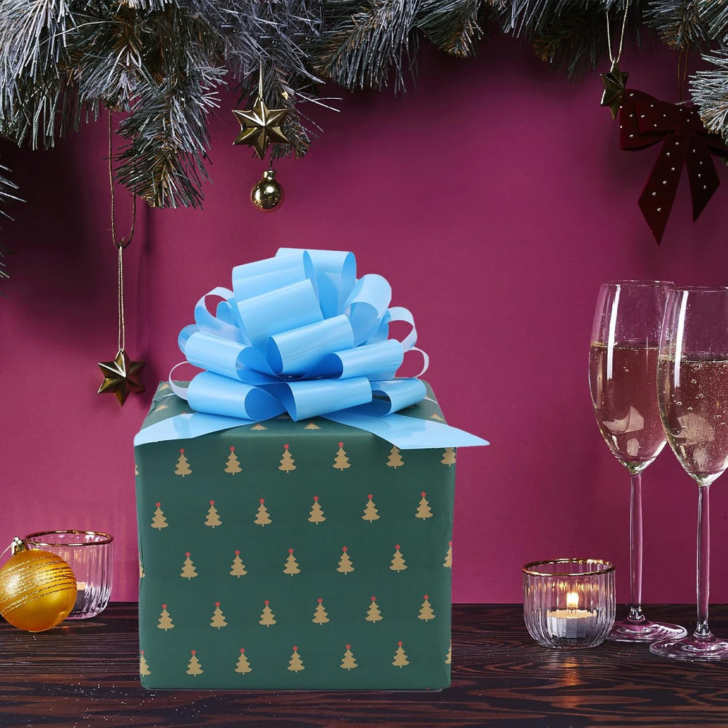 Pull Bow by Large 12" - 2 Pcs Light Blue Gift Bow for Presents, Wrapping, and Decorations