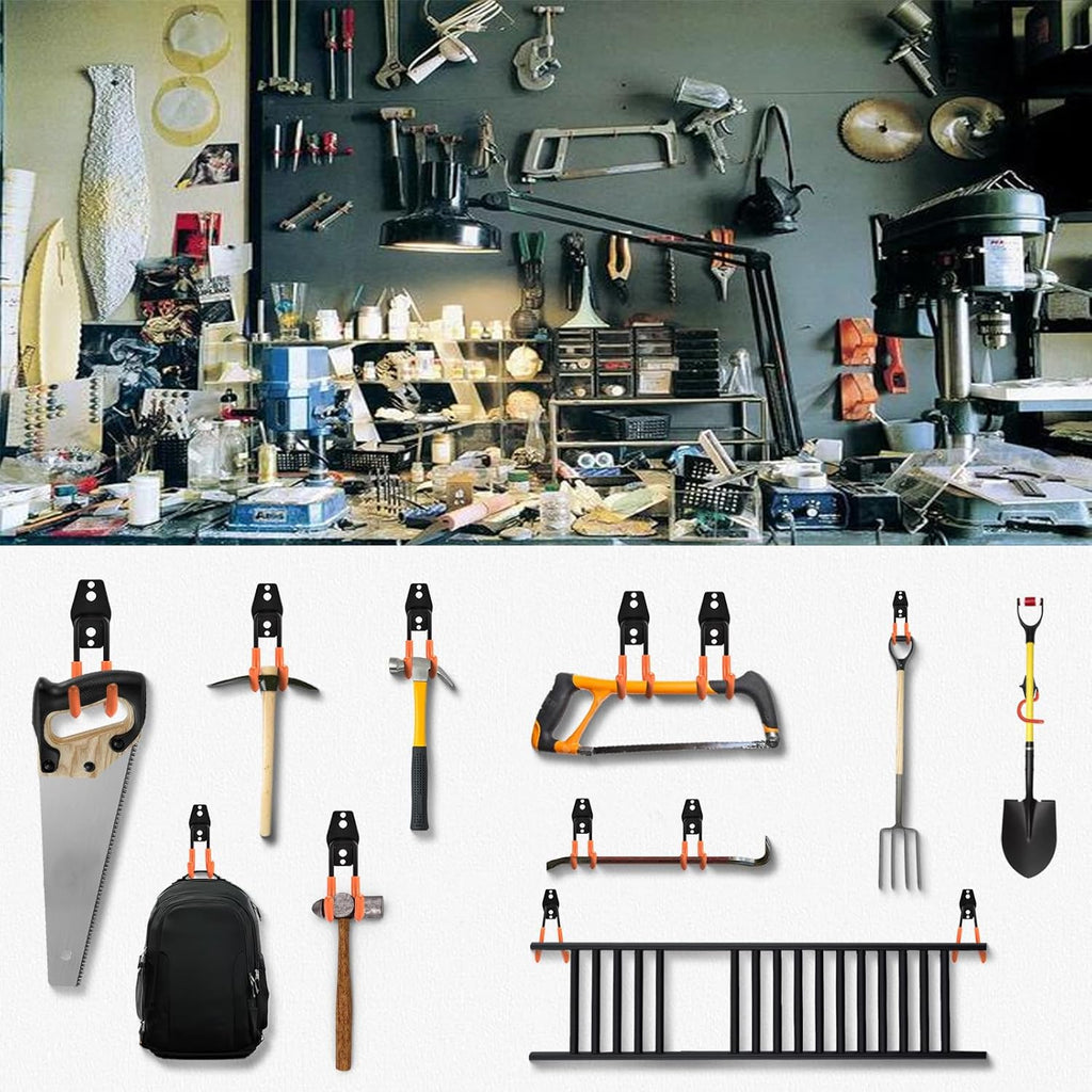 Skiennix Heavy-Duty Garage Hooks - 24 Pack Steel Wall Mount Hangers for Bikes, Tools & Ladders
