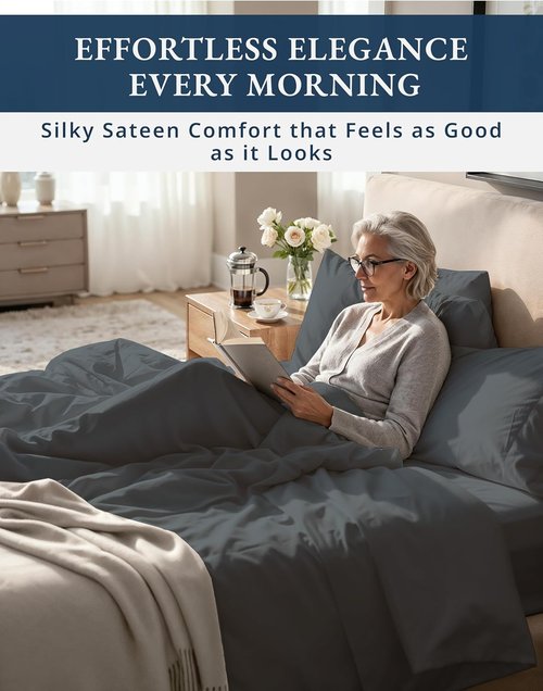 100% Egyptian Cotton King Sheet Set - Premium 1000 Thread Count, Naturally Cooling & Breathable, Charcoal