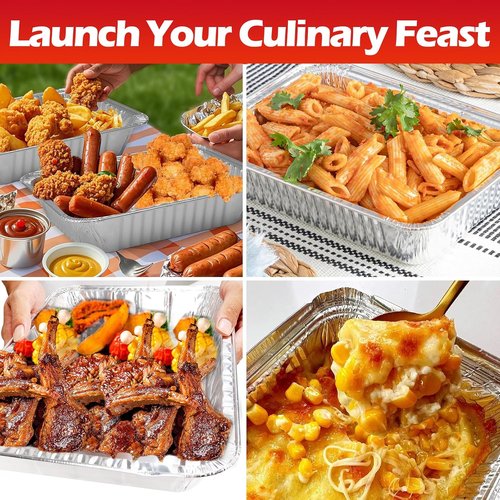 Heavy Duty Aluminum Foil Pans - 9x13 Disposable Trays for Cooking, Meal Prep & Baking | 10 Pack
