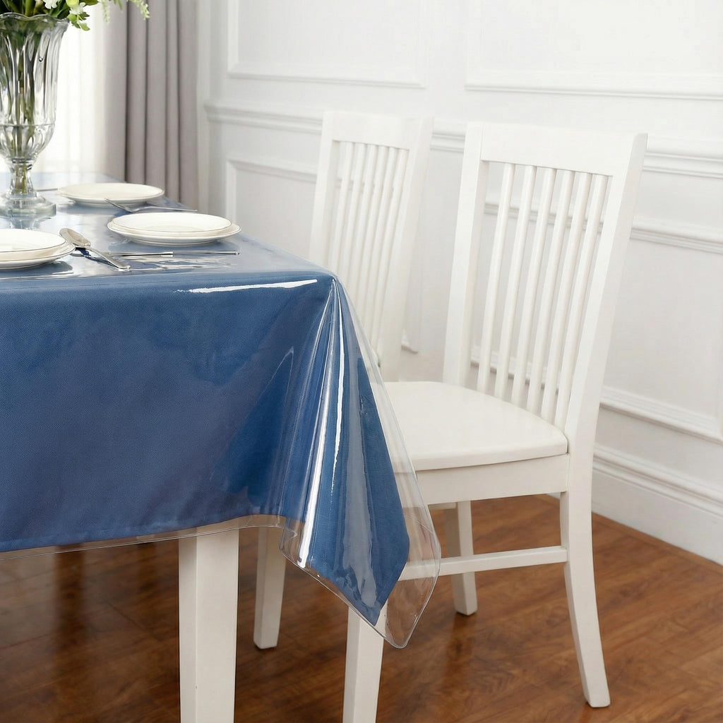 Nuciae Clear Plastic Tablecloth Protector 100% Waterproof Vinyl Table Cover Rectangle Table Cloth Protector Crystal Clear Plastic Tablecloth Cover for Dining Tables Parties Camping 55" x 70" 4-6