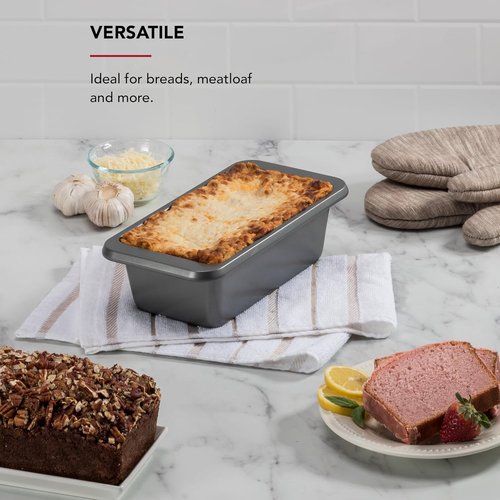 KitchenAid Nonstick Loaf Pan - Swiss Engineered Aluminized Steel, Dishwasher Safe, 9 x 5 Inch, Contour Silver