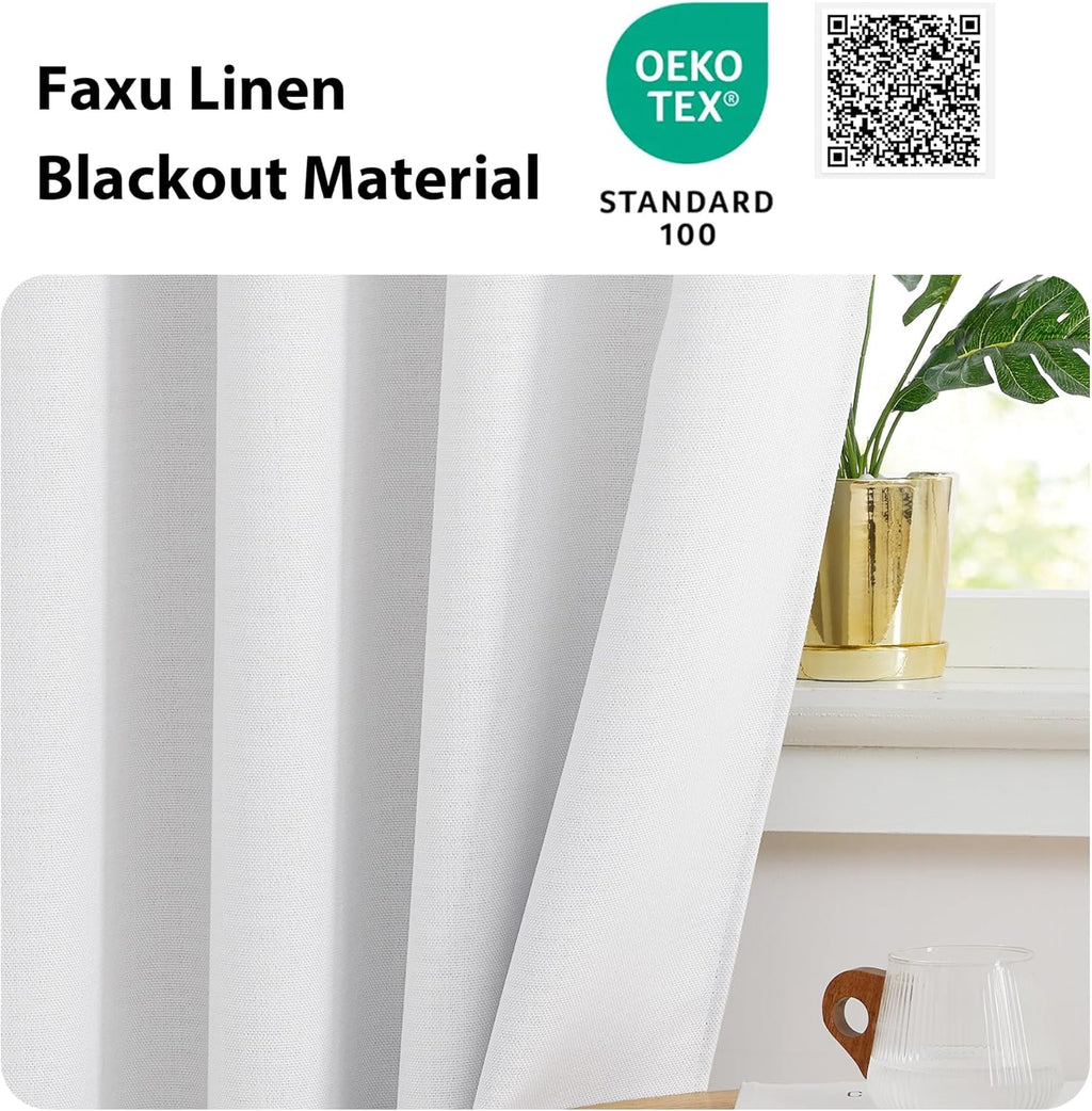 NICETOWN Blackout Curtains - Thermal Insulated Grommet Valances for Kitchen | 34" Wide x 30" Long, Greyish White