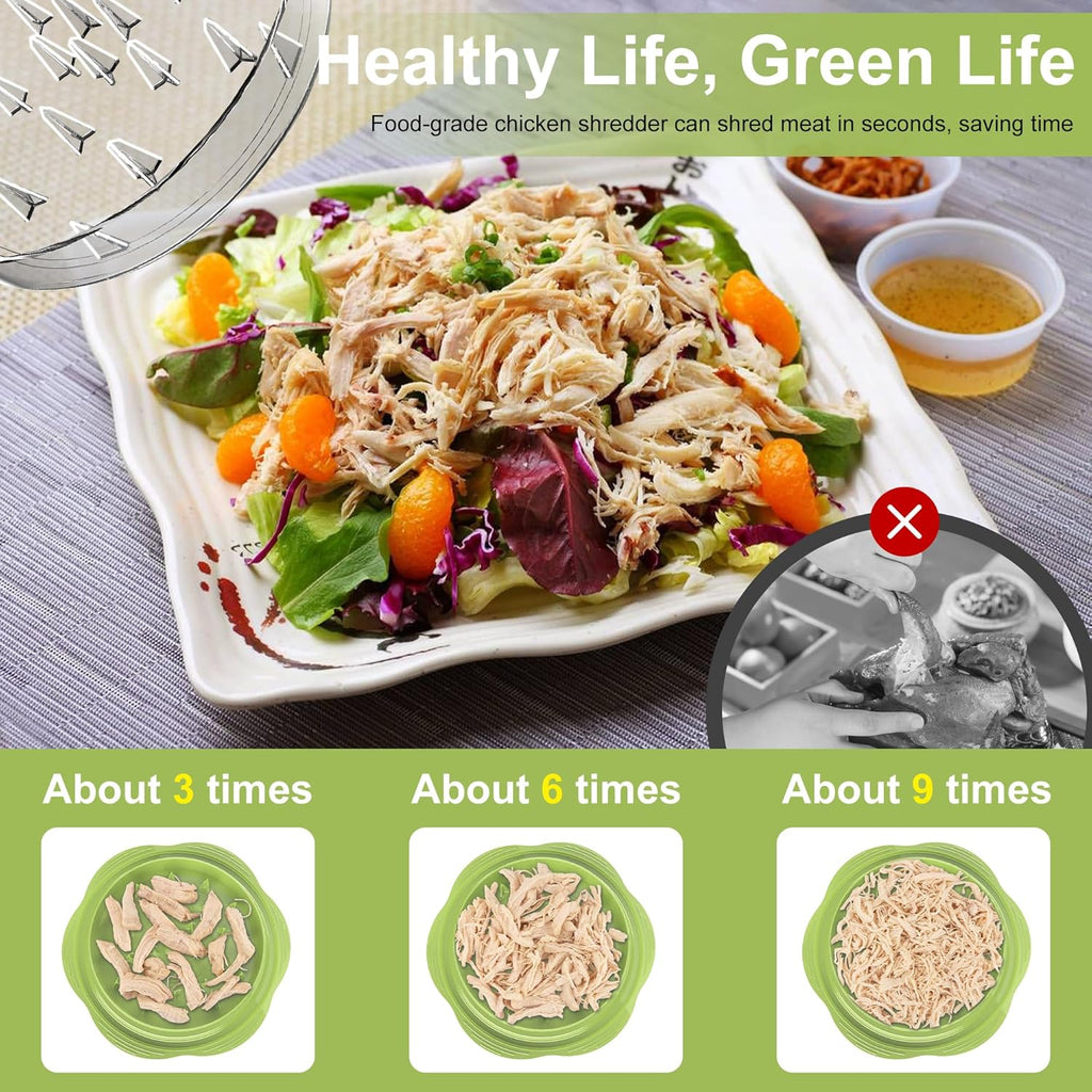 SURETIVIAN Chicken Shredder - Ergonomic Meat Shredder Tool with Brush & Fork | BPA Free, Anti-Slip Design, Matcha Color