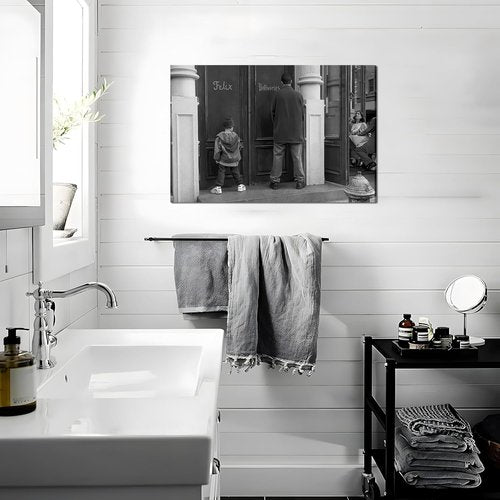 Classic Movie Posters Canvas Print | Funny Bathroom Wall Decor - Black and White Art 12x16 Inch
