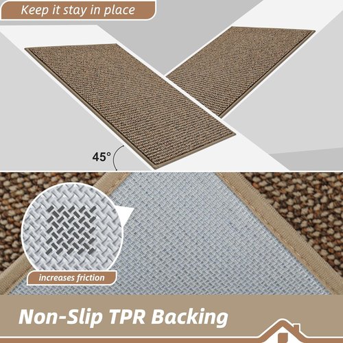 BEQHAUSE Dirt Trapper Door Mat - Non-Slip, Washable, Absorbent 32" x 48" Beige Entrance Mat