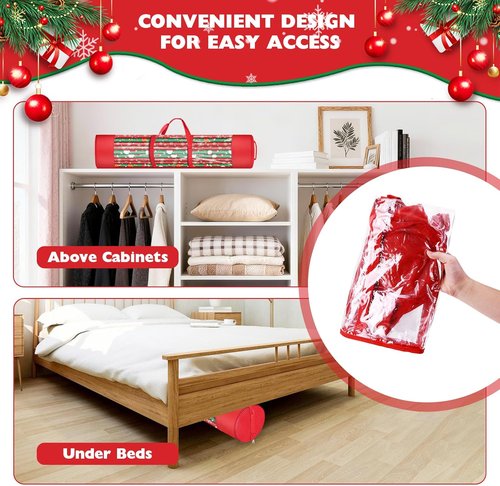 Gift Wrap Storage Organizer by 2Pack - Durable 600D Oxford Fabric - Holds 18-25 Rolls - Red