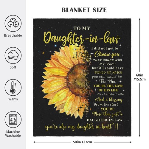 Daughter in Law Gifts for Valentines Day Throw Blanket 60" x 50", Birthday Gifts for Daughter in Law, Daughter in Law Gifts from Mother in Law, Daughterinlaw Gift Ideas, Best Gifts for Daughter-in-Law