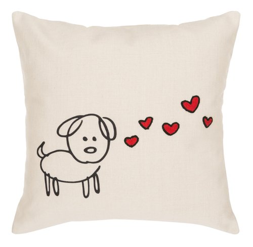 SAFAVIEH Puppy Love Throw Pillow, Cream/Red