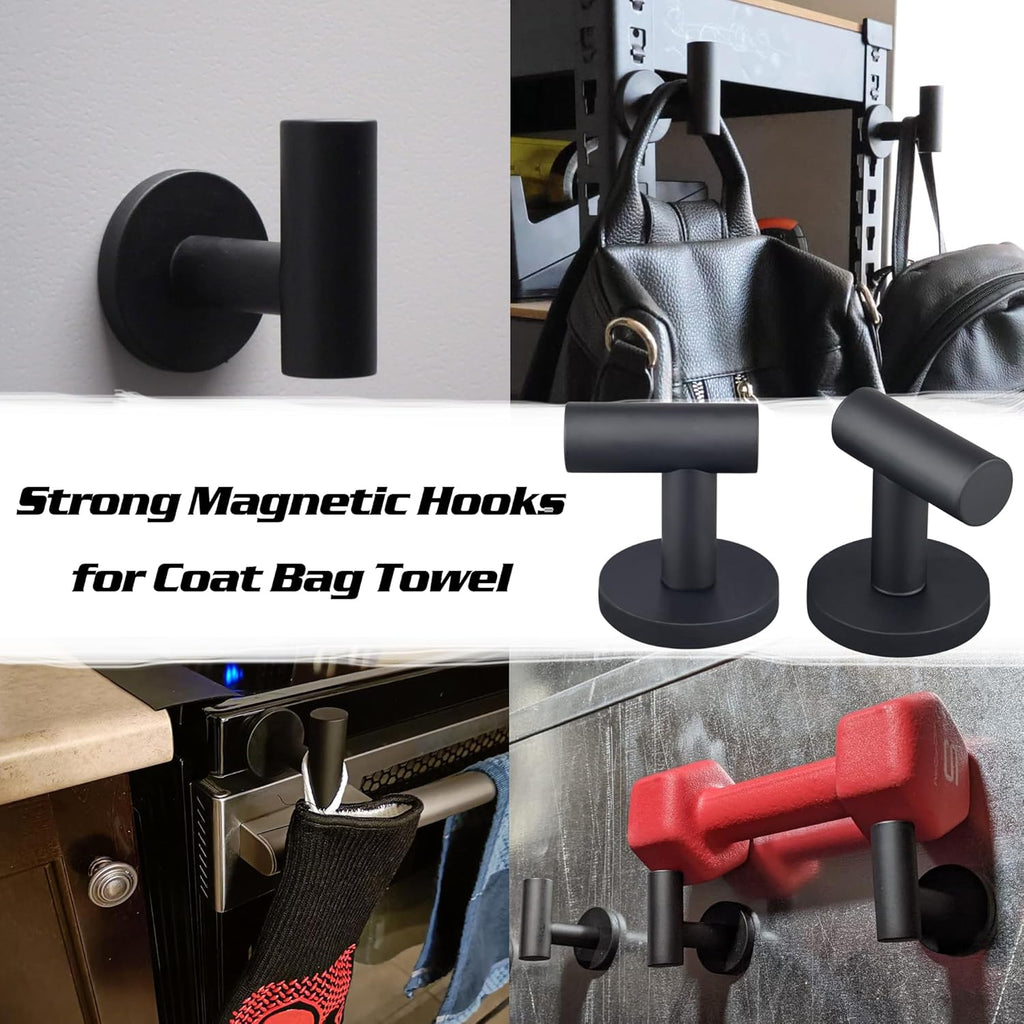 ULIBERMAGNET Strong Magnetic Coat Hooks - Heavy Duty Rubber Coated Neodymium Magnet for Metal Surfaces | Ideal for Towels, Coats, Bags, and Umbrellas