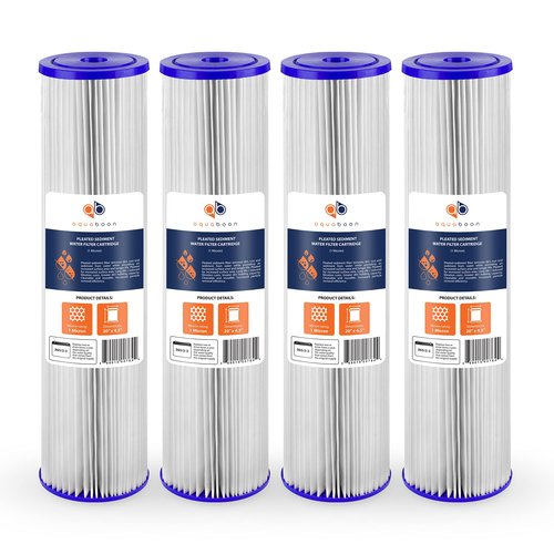 Aquaboon 1 Micron Whole House Pleated Sediment Water Filter Cartridge 20x4.5 Well Filter Replacement Compatible with ECP5-20BB, SPC-45-1005, 4 Pack