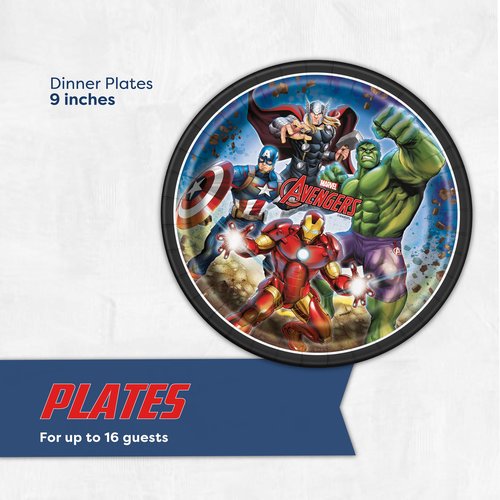 Avengers Plates and Napkins for 16 Guests | Avengers Birthday Decorations for Superhero Party | Officially Licensed